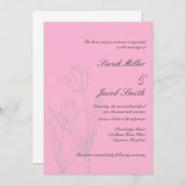 ピンクとグレーのミニマリストチューリップ結婚ズ 招待状 (正面/裏面)