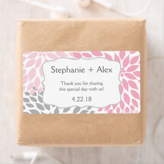 ピンクとグレーのムームウォーターボトルカスタマイズの賛成！ ラベル (インサイチュ)