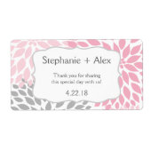 ピンクとグレーのムームウォーターボトルカスタマイズの賛成！ ラベル (正面)