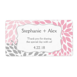 ピンクとグレーのムームウォーターボトルカスタマイズの賛成！ ラベル