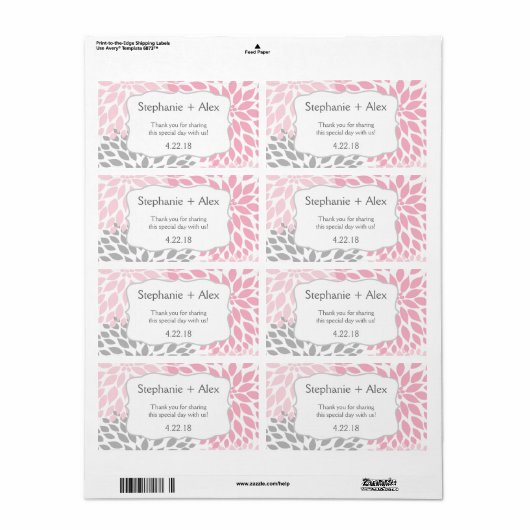 ピンクとグレーのムームウォーターボトルカスタマイズの賛成！ ラベル (フルシート)