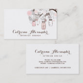 ピンクとグレーのメイソンの名刺 名刺 (正面/裏面)