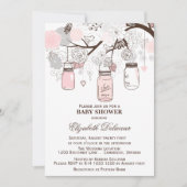 ピンクとグレーのメイソンジャースベビーシャワー招待状 招待状 (正面)