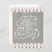ピンクとグレーのメリークリスマス シーズンポストカード (正面/裏面)