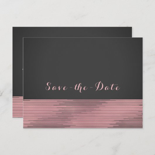 ピンクとグレーのモダンな輝き シンプル おしゃれな セーブ・ザ・デート 案内ポストカード (正面/裏面)