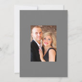 ピンクとグレーのラスティックボヘミアンフラワーのウェディング セーブザデート (裏面)