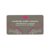 ピンクとグレーのロックとロール音楽をテーマ結婚にした ラベル (正面)