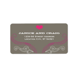 ピンクとグレーのロックとロール音楽をテーマ結婚にした ラベル