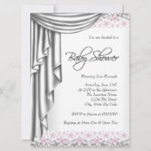 ピンクとグレーのヴィンテージベビーガールシャワー 招待状 (裏面)