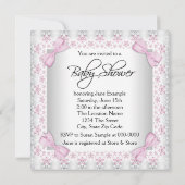 ピンクとグレーのヴィンテージベビーガールシャワー 招待状 (裏面)