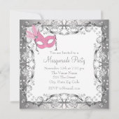 ピンクとグレーの仮装パーティー 招待状 (裏面)