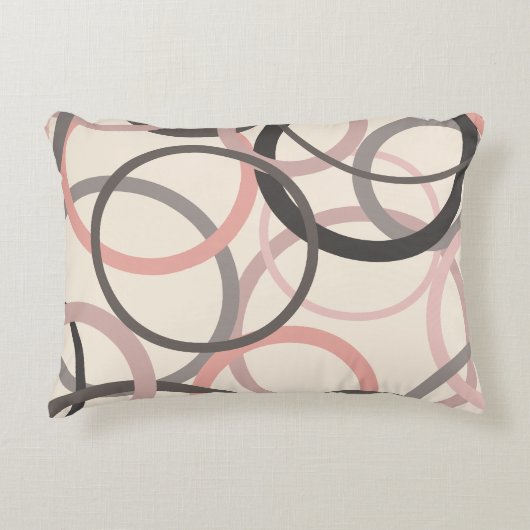 ピンクとグレーの円 アクセントクッション (正面)