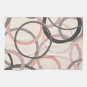 ピンクとグレーの円 キッチンタオル (横)