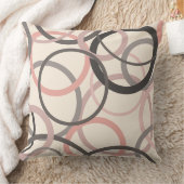 ピンクとグレーの円 クッション (ブランケット)