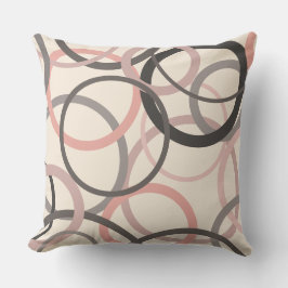 ピンクとグレーの円 クッション