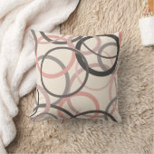 ピンクとグレーの円 クッション (ブランケット)