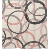 ピンクとグレーの円 シャワーカーテン (正面)