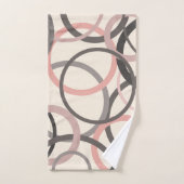 ピンクとグレーの円 バスタオルセット (ハンドタオル)