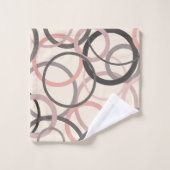 ピンクとグレーの円 バスタオルセット (ウォッシュタオル)