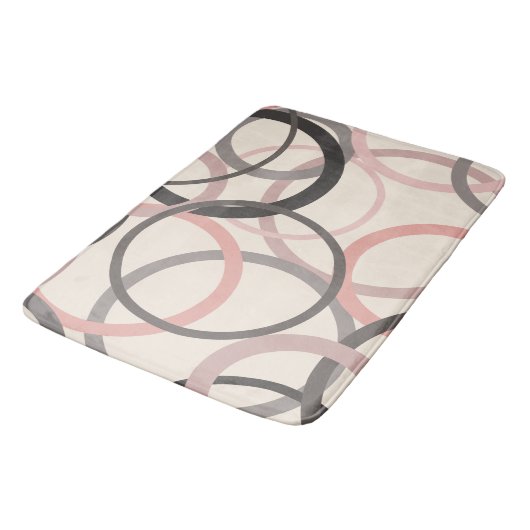 ピンクとグレーの円 バスマット (アングル)