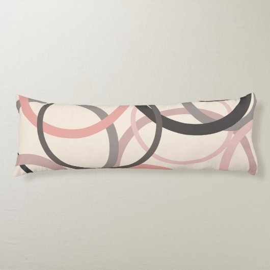ピンクとグレーの円 ボディピロー (正面)