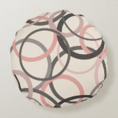 ピンクとグレーの円 ラウンドクッション (裏面)