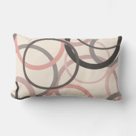 ピンクとグレーの円 ランバークッション