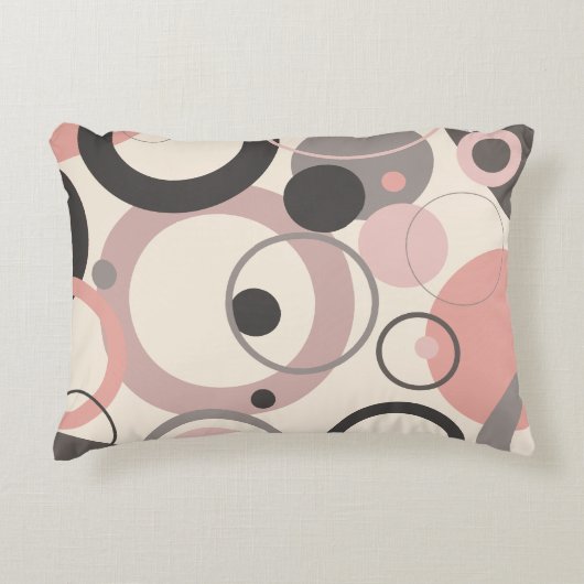 ピンクとグレーの円M世紀モダン アクセントクッション (正面)