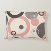 ピンクとグレーの円M世紀モダン アクセントクッション (裏面)