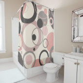 ピンクとグレーの円M世紀モダン シャワーカーテン (インサイチュ)