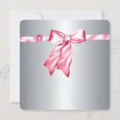 ピンクとグレーの写真 スイート16の誕生日パーティー 招待状 (裏面)