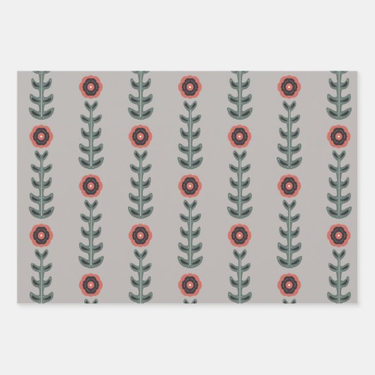 ピンクとグレーの北欧デザイン ラッピングペーパーシート (正面2)