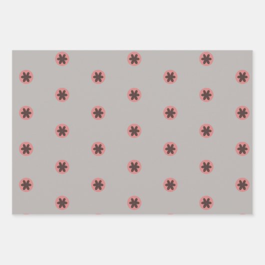 ピンクとグレーの北欧デザイン ラッピングペーパーシート (正面3)