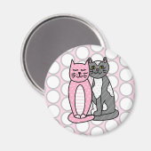 ピンクとグレーの可愛い子猫たち    マグネット (正面/裏面)