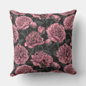 ピンクとグレーの夜の牡丹の庭 クッション (裏面)