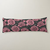 ピンクとグレーの夜の牡丹の庭 ボディピロー (裏面)