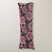 ピンクとグレーの夜の牡丹の庭 ボディピロー (正面縦)