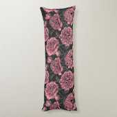 ピンクとグレーの夜の牡丹の庭 ボディピロー (裏面 (縦))
