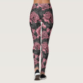 ピンクとグレーの夜の牡丹の庭 レギンス (裏面)