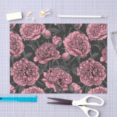 ピンクとグレーの夜の牡丹の庭 薄葉紙 (クラフト)