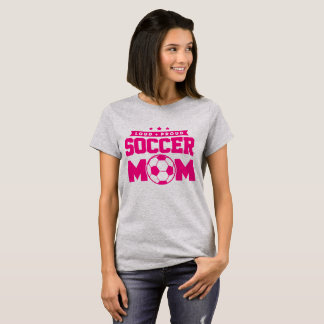 ピンクとグレーの大きな誇りを持ったサッカーママ Tシャツ