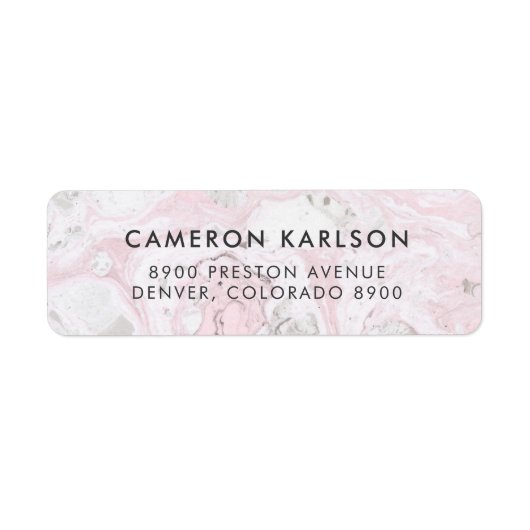 ピンクとグレーの大理石シンプルタイポグラフィサンセリフ ラベル (正面)