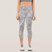 ピンクとグレーの大理石スワール抽象芸術 カプリレギンス (正面)