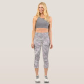 ピンクとグレーの大理石スワール抽象芸術 カプリレギンス (正面)