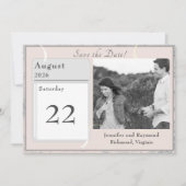 ピンクとグレーの大理石模様のフラットセーブザデートカード セーブザデート (正面)