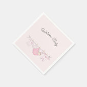 ピンクとグレーの女の子の赤ちゃんシャワー スタンダードカクテルナプキン (角)