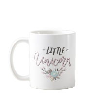 ピンクとグレーの小さなユニコーンの手文字フローラ