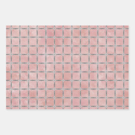 ピンクとグレーの幾何学的な折り返し紙シート ラッピングペーパーシート