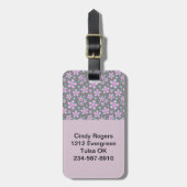 ピンクとグレーの幾何学的フローララゲージタグ ラゲッジタグ (正面縦)