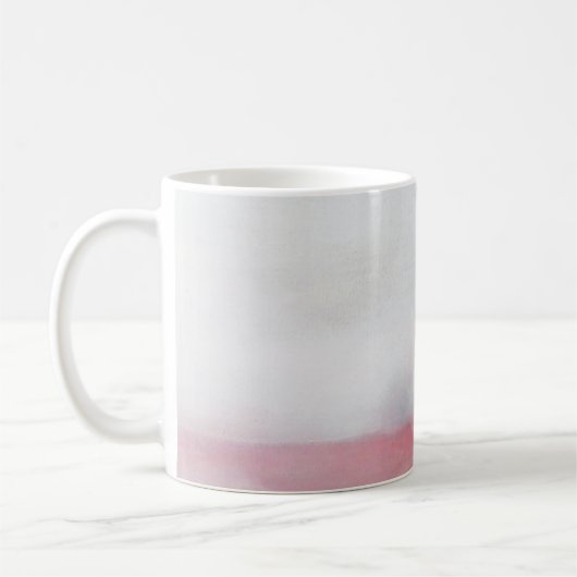 ピンクとグレーの抽象芸術ア絵画ート。アルモダンパイ コーヒーマグカップ (左)